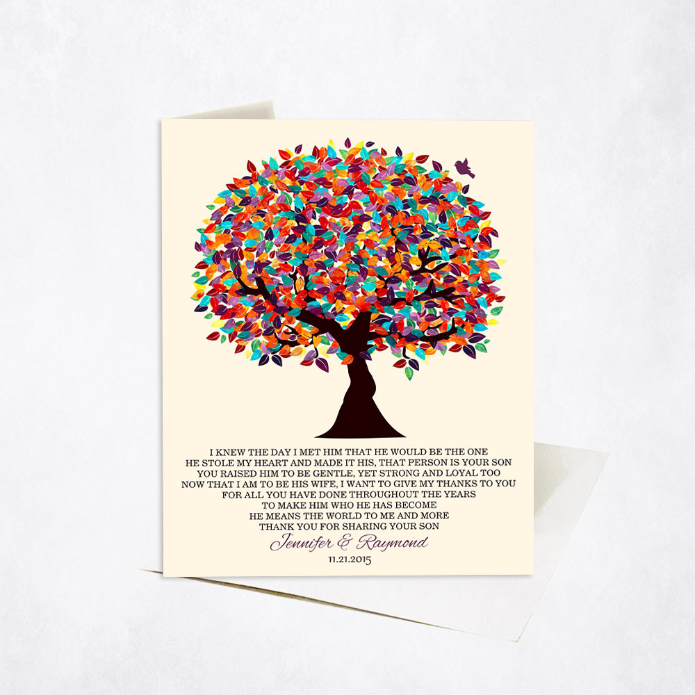 Picture of Colorful Mother of Groom Gratitude Tree Poem wedding Stationery Card C-1167