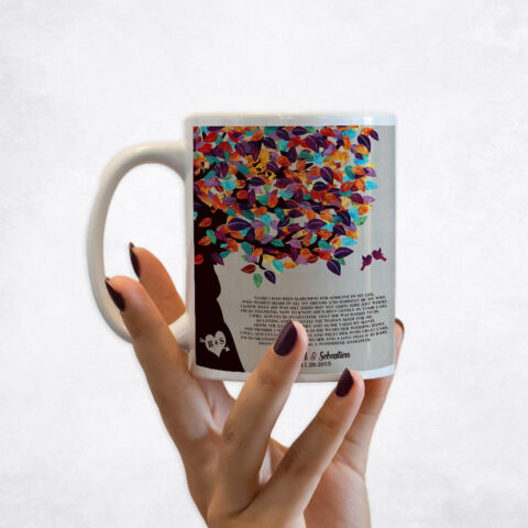 Colorful Spring Tree with Heart wedding Coffee Mug M-1170