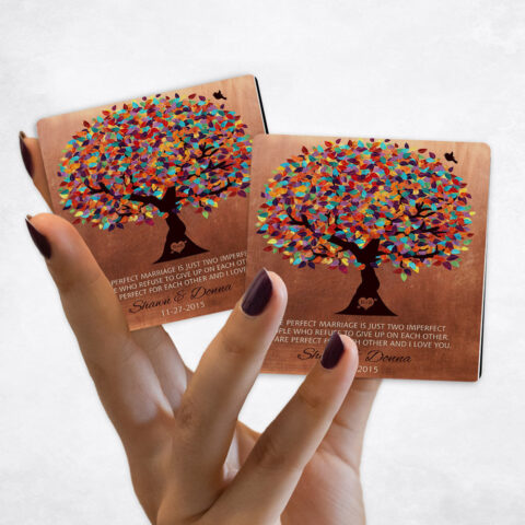 7th anniversary Colorful Spring Tree on Copper Magnet Set MAG-1171