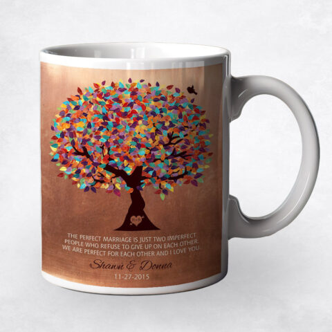 Colorful Spring Tree Copper 7th anniversary Coffee Mug M-1171