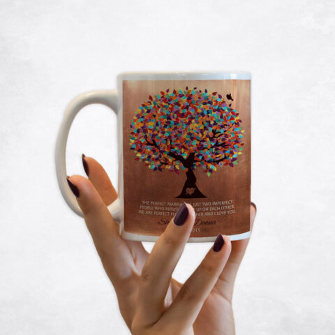 Colorful Spring Tree Copper 7th anniversary Coffee Mug M-1171