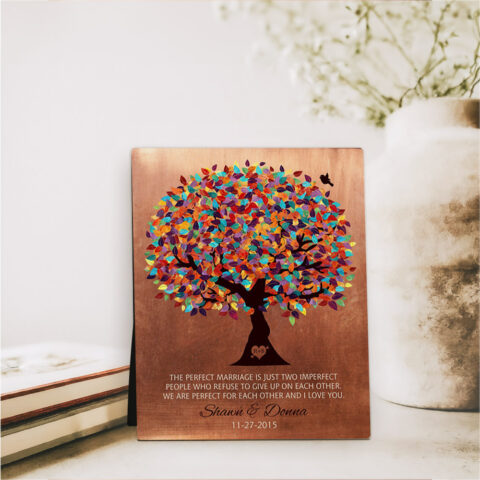 Spring Tree 7th anniversary Copper Desktop Plaque Gift for couple D-1171