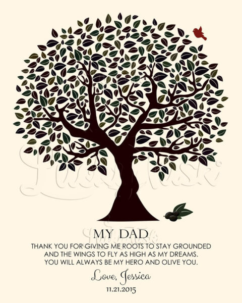 Personalized Gift For Father Olive You Tree Dad’s Birthday Father’s Day Wedding Gift Thank You #LT-1175