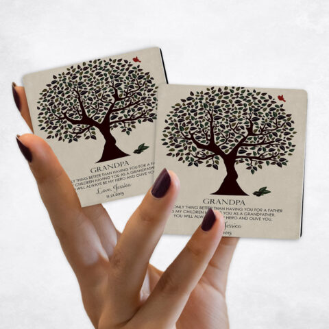 family appreciation Dark Olive Silhouette Tree on Stone Magnet Set MAG-1176