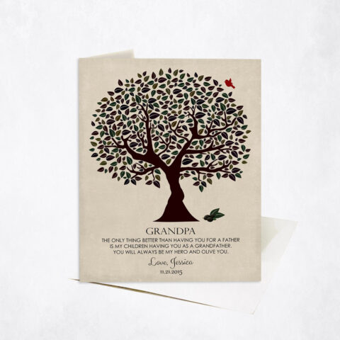 Dark Olive Grandpa Appreciation Tree Quote family appreciation Stationery Card-1176