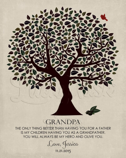 Personalized Gift For Grandpa Olive You Tree Grandfather’s Day Birthday Father’s Day Wedding Gift Thank You #LT-1176
