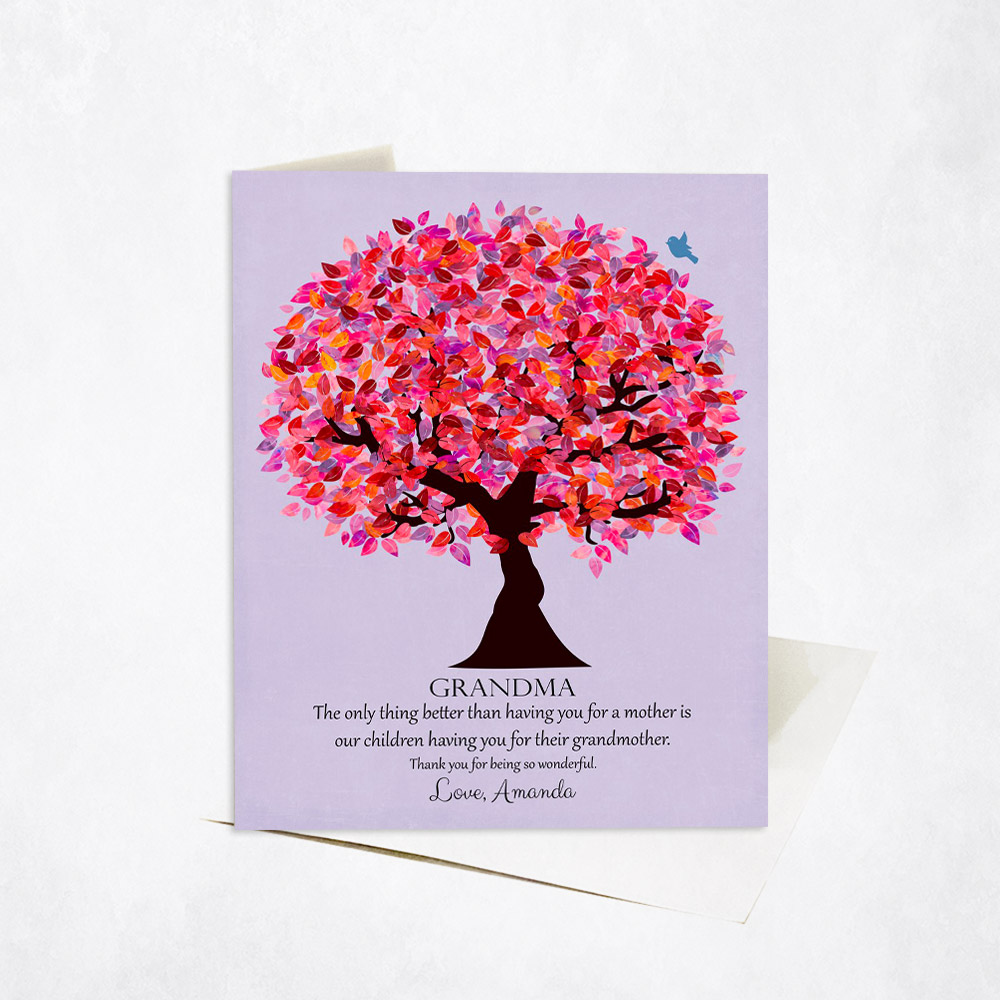 Picture of Pink Grandmother Appreciation Tree Quote family appreciation Stationery Card C-1177