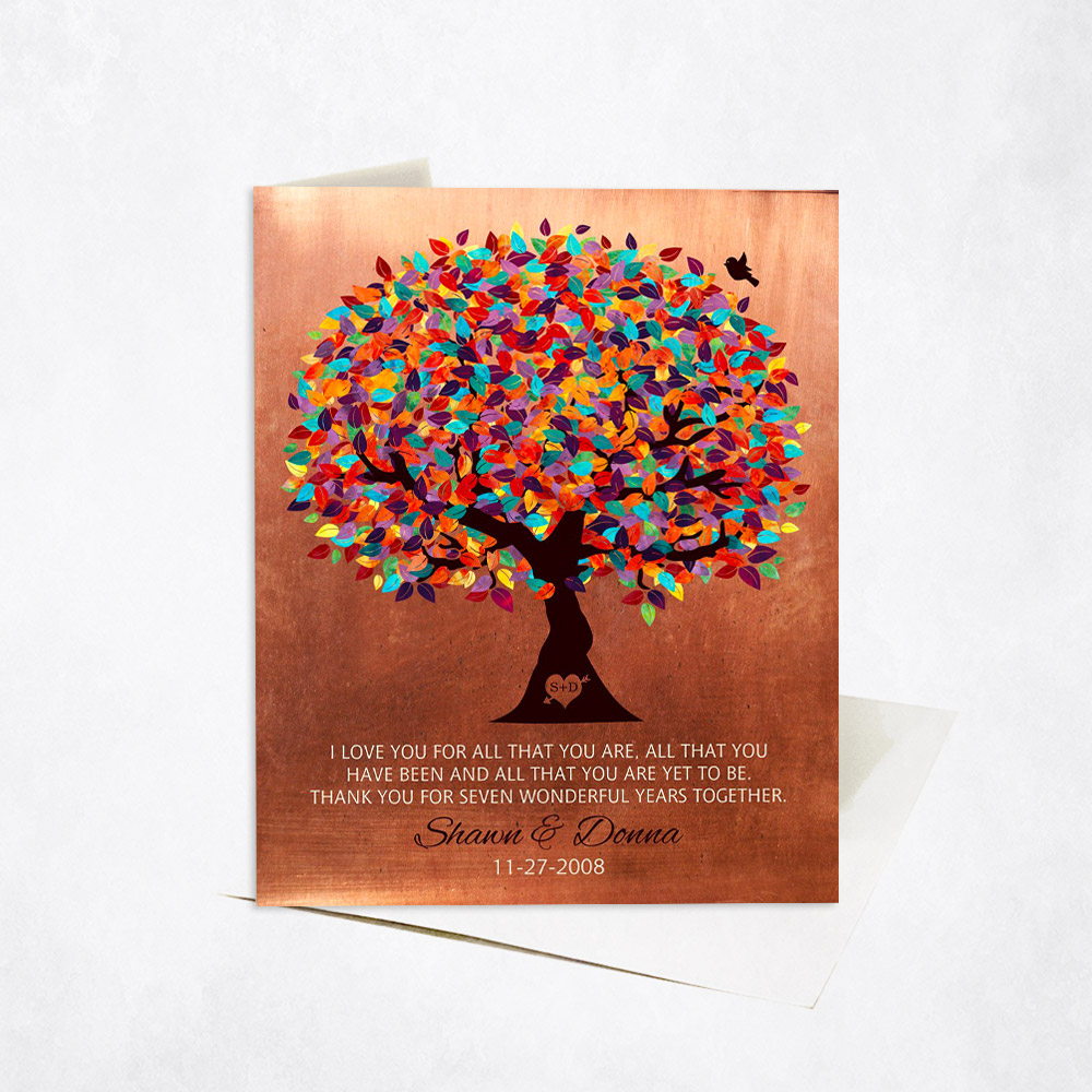 Picture of Colorful All That You Are Wife Appreciation Tree Quote 7th anniversary Stationery Card C-1180