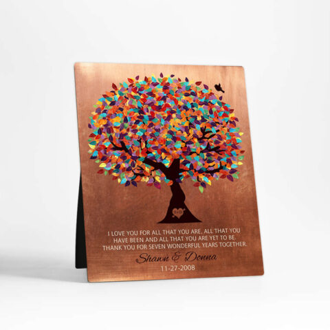 Spring Tree 7th anniversary Copper Desktop Plaque Gift for couple D-1180