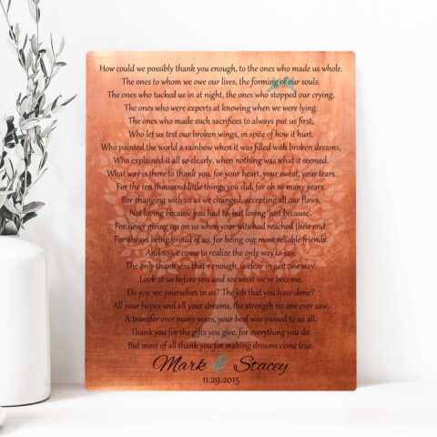 Faux Copper Family Tree Background How Could We Thank You Enough Gift To Parents #1182