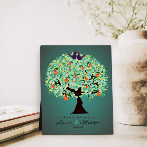 Green Pear Tree Christmas  Desktop Plaque Gift for couple D-1184