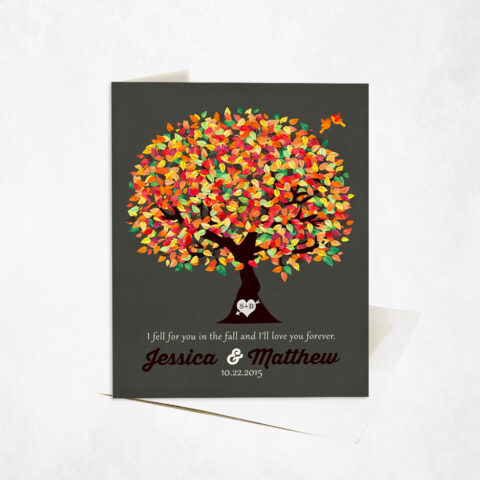 Orange Autumn Husband Appreciation Tree Quote anniversary Stationery Card-1190