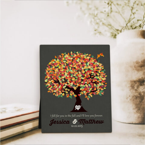 Orange Autumn Tree anniversary  Desktop Plaque Gift for couple D-1190