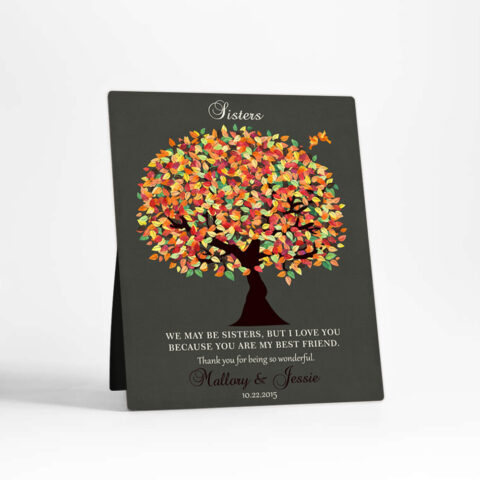 Orange Autumn Tree wedding  Desktop Plaque Gift for sister D-1191