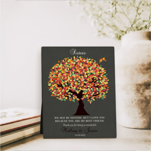 Orange Autumn Tree wedding  Desktop Plaque Gift for sister D-1191