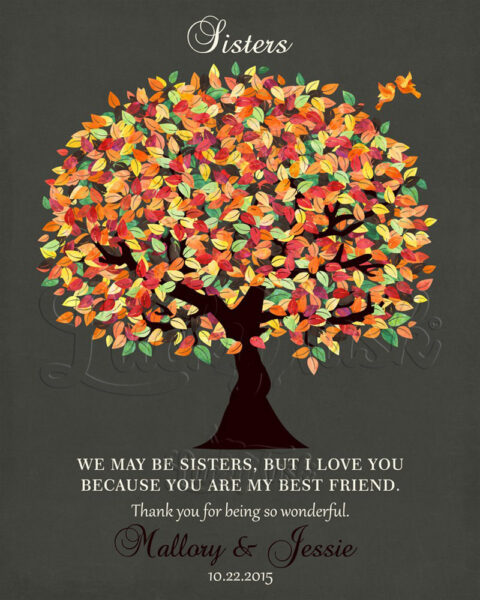 Gift For Sister From Sister Fall Tree Bright Orange Canopy Sisters Best Friend Gift #1191