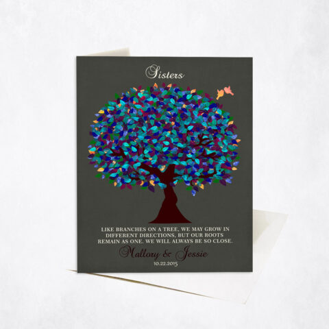 Peacock Sister Appreciation Like Branches on a Tree wedding Stationery Card-1192