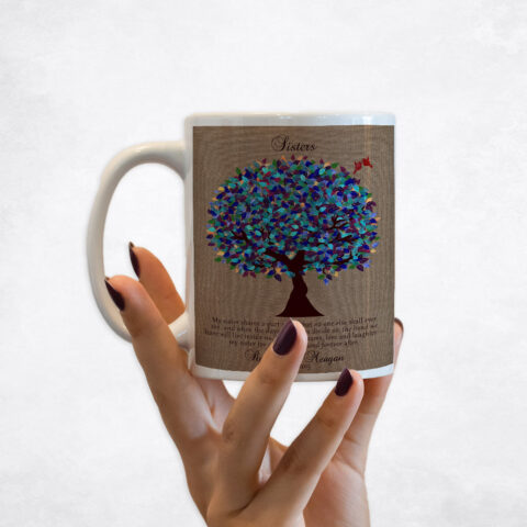 Peacock Sister Tree Burlap wedding Coffee Mug M-1195