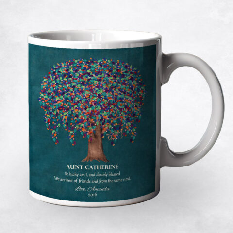 Watercolor Willow Tree Teal family appreciation Coffee Mug M-1198