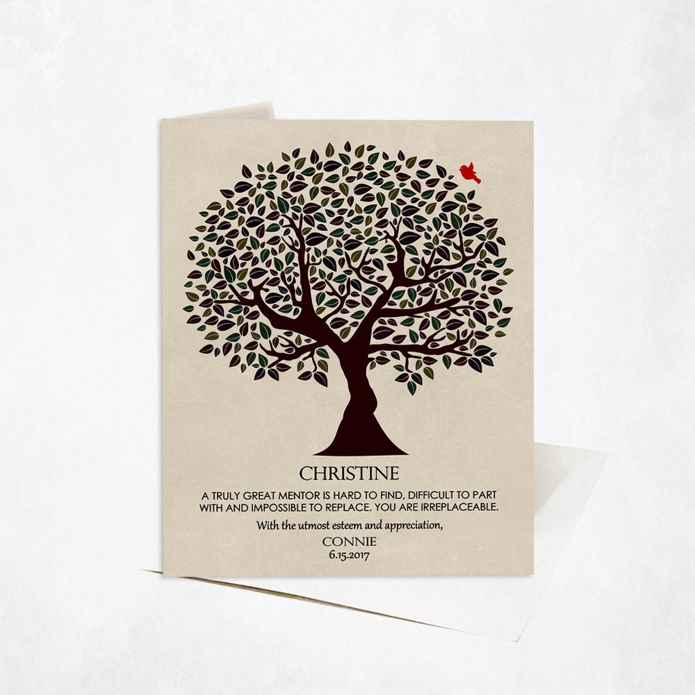 Picture of Dark Olive Doctor Appreciation Tree Quote Leadership Appreciation Stationery Card C-1202