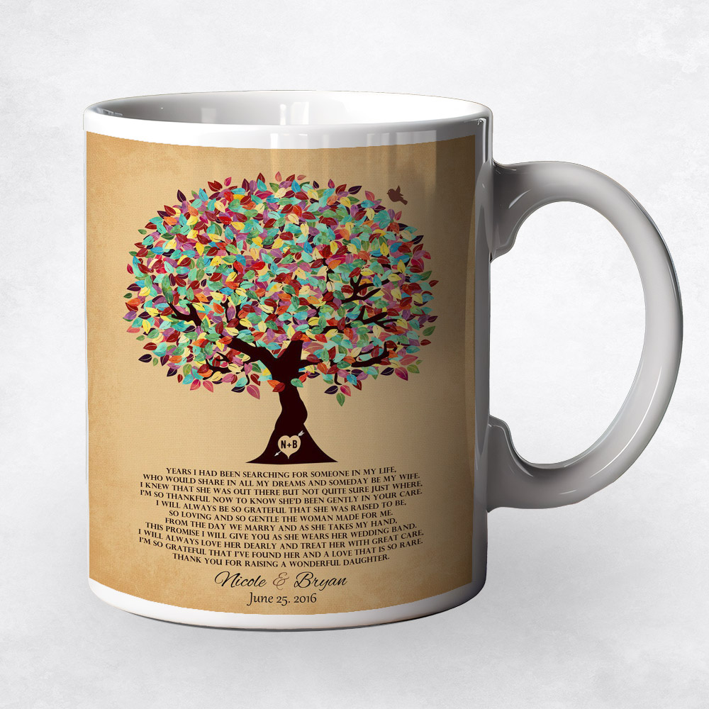 Closeup image of Colorful Tree on Gold  wedding Coffee Mug M-1204