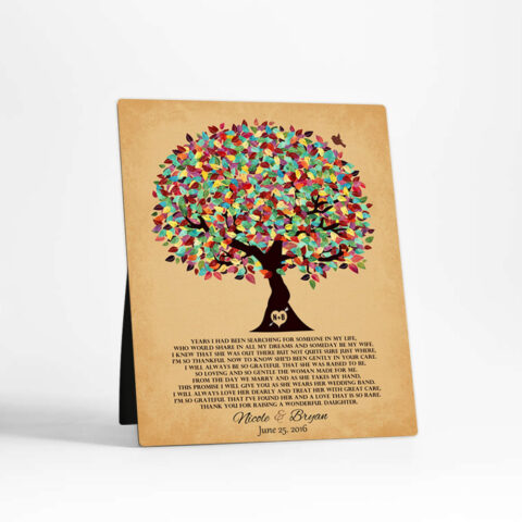 Summer Tree wedding  Desktop Plaque Gift for mother of the bride D-1204