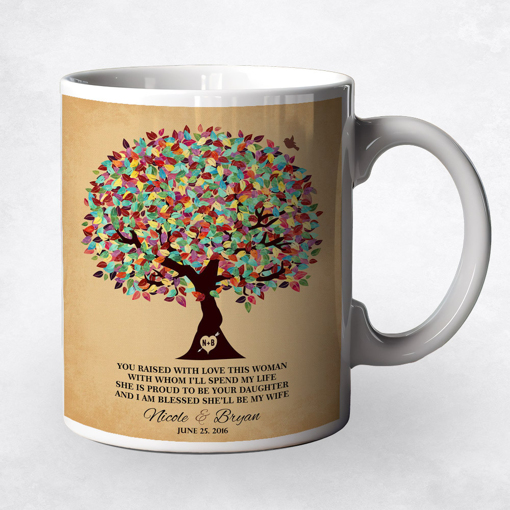 Closeup image of Colorful Tree on Gold  wedding Coffee Mug M-1206