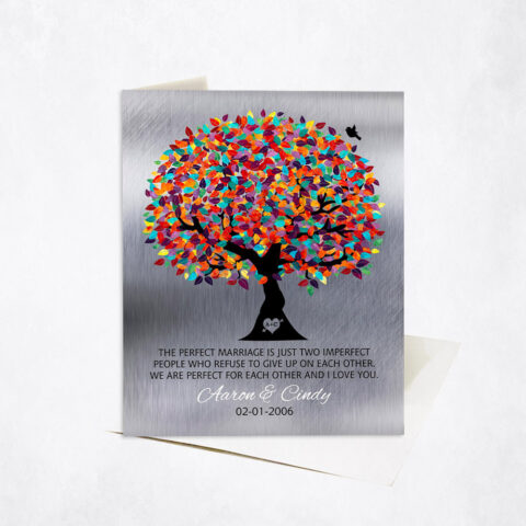 Colorful Wife Appreciation Tree Quote Perfect Marriage 10th anniversary Stationery Card-1208