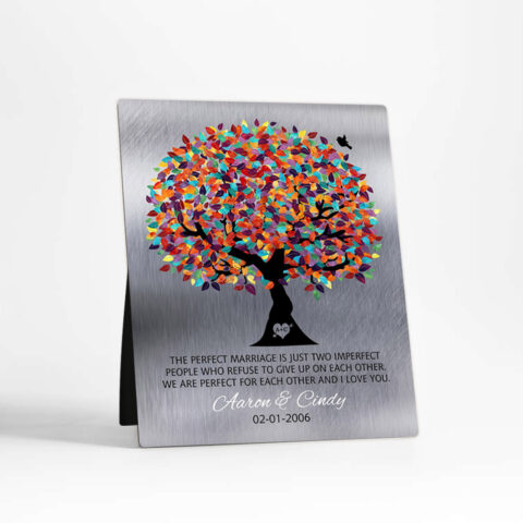 Spring Tree 10th anniversary Tin Desktop Plaque Gift for couple D-1208