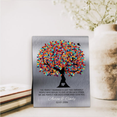 Spring Tree 10th anniversary Tin Desktop Plaque Gift for couple D-1208