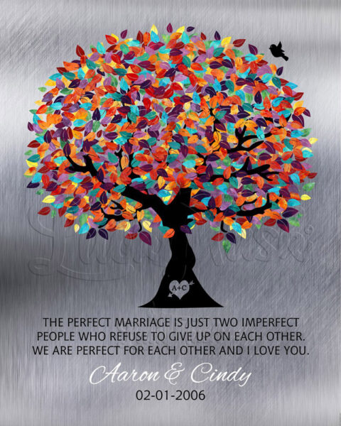 10 Year Anniversary The Perfect Marriage Colorful Wedding Tree Anniversary For Couple #1208