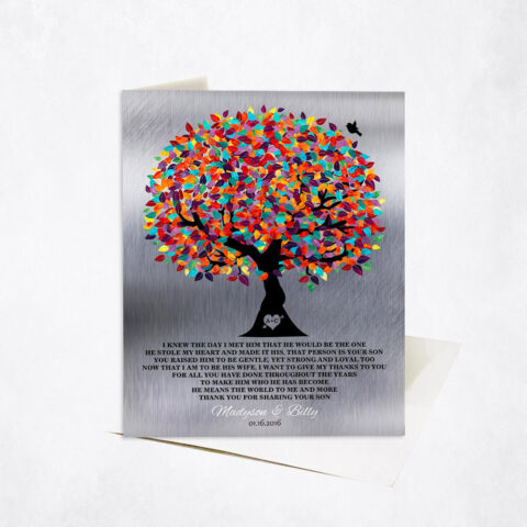 Colorful Mother of Groom Appreciation Tree Poem with Heart wedding Stationery Card-1209