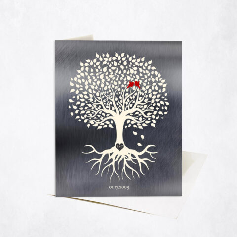 Minimalist Commemoration Tree with Roots 10th anniversary Stationery Card-1210