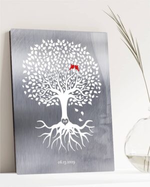 Generational 10 Year Anniversary Gift for Couples: Personalized Tree of Life Tin Plaque