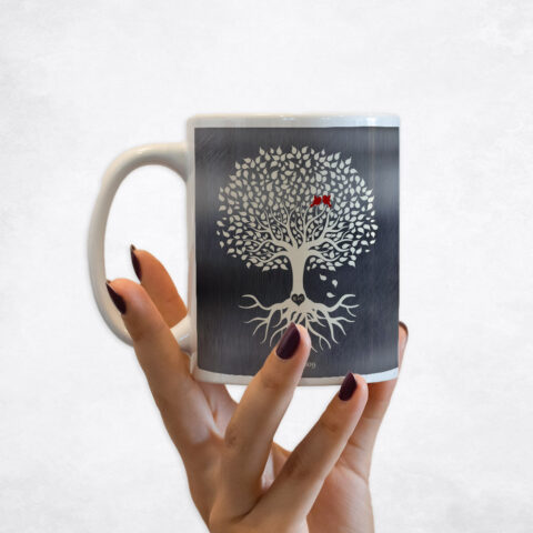 Minimalist Commemoration Tree Tin 10th anniversary Coffee Mug M-1210