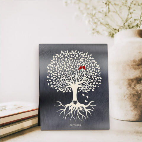 Rooted Tree 10th anniversary Tin Desktop Plaque Gift for couple D-1210