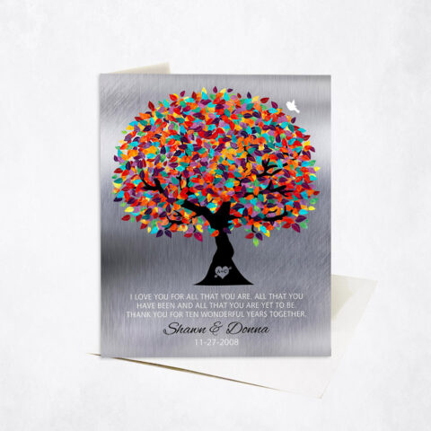 Colorful Husband Appreciation Tree Quote 10th anniversary Stationery Card-1211