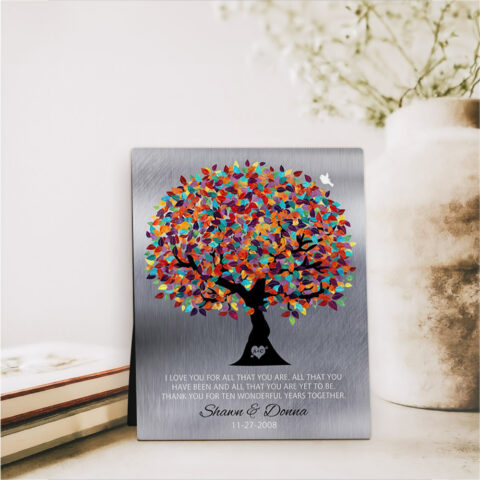 Spring Tree 10th anniversary Tin Desktop Plaque Gift for couple D-1211