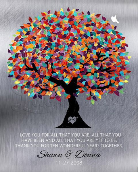 I Love You For All That You Are 10 Year Anniversary Tin Background Colorful Wedding Tree Anniversary #1211