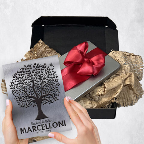 10th wedding Gift Delivery for couple, husband or wife Silhouette Tree Tin  Plaque TOY-1212