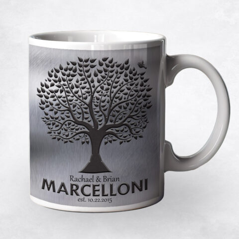 Black Tree Silhouette Tin 10th wedding Coffee Mug M-1212