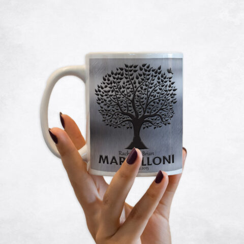 Black Tree Silhouette Tin 10th wedding Coffee Mug M-1212