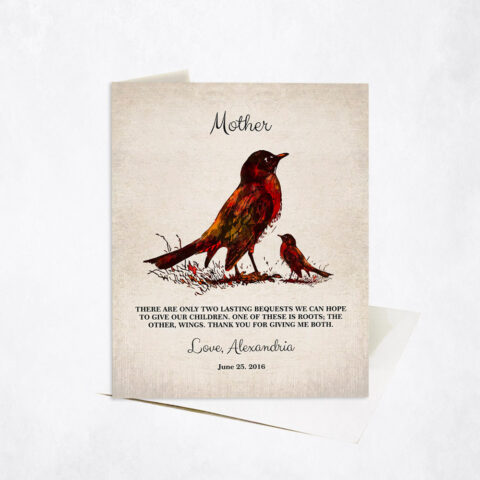 Watercolor Robin Birds Mother Appreciation Quote Mother’s Day Stationery Card-1218