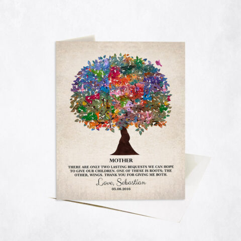 Colorful Watercolor Mother Appreciation Tree Quote Mother’s Day Stationery Card-1219