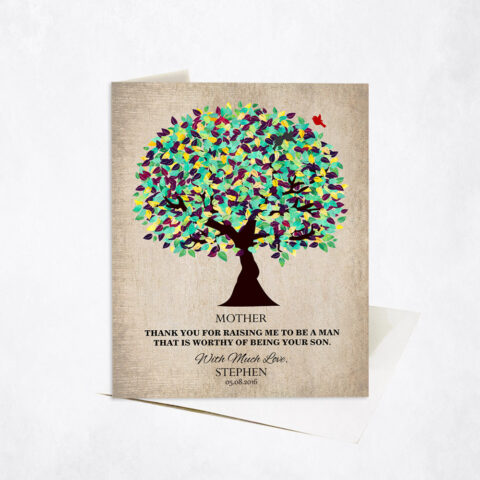 Green Mother Appreciation Tree Quote From Son Mother’s Day Stationery Card-1220