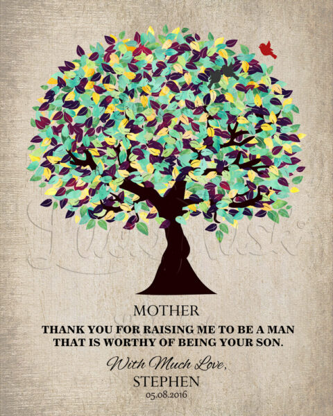 Thank You For Raising Me Gift For Mom From Son Mother’s Day Gift For Mum Worthy Of Being Your Son Colorful Tree #1220
