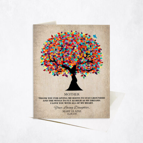 Colorful Mother Appreciation Tree Quote From Son or Daughter Mother’s Day Stationery Card-1223