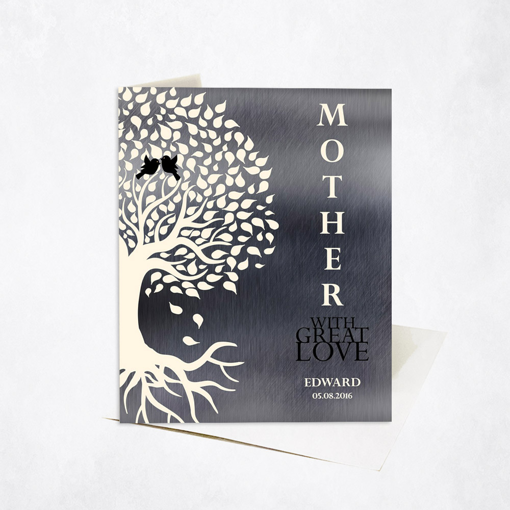 Picture of Silhouette Tree with Roots for Mother Dedication Mother's Day Stationery Card C-1225