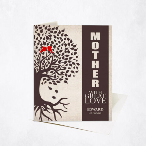 Mother Tree and Roots With Great Love Dedication Mother’s Day Stationery Card-1226