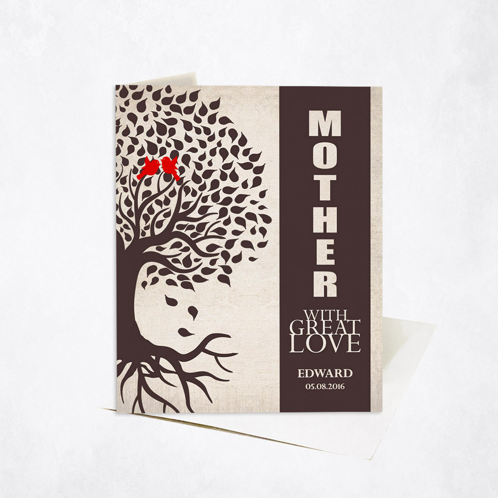 Picture of Mother Tree and Roots With Great Love Dedication Mother's Day Stationery Card C-1226